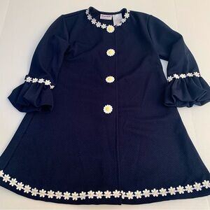 BLUEBERI BOULEVARD Navy Blue Sunflower Coat